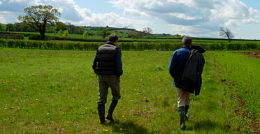 Jonathan Curtoys and Christopher Turner (l-r) on Manor Farm, Yorkshire