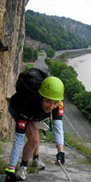 Gemma Bowes climbing in Avon Gorge, Bristol
