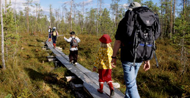 Family walking, Finland