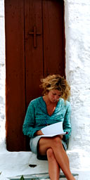 Kate Rew writing, Skyros