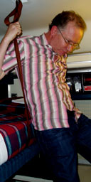 Richard Eilers in a sleeper carriage