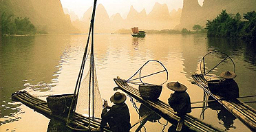 Bizarre rock formations at Yangshuo