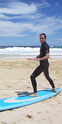 Simon Busch learning to surf in Western Australia