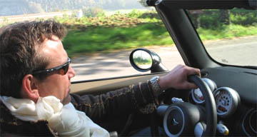 Mike Carter in his Mini