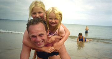 Martin Love and daughters, Wales