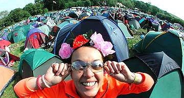 A Glastonbury camper