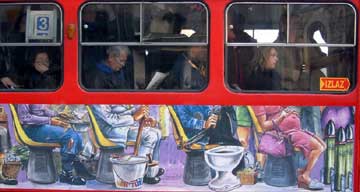 Tram passengers, Sarajevo, Bosnia