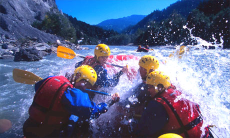 Whitewater rafting in the Ruinaulta Rhine Gorge, Switzerland