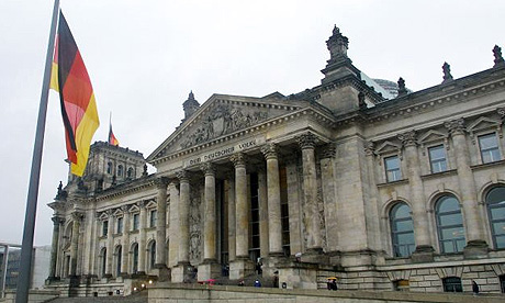 The German flag outside the Reichstag, Berlin