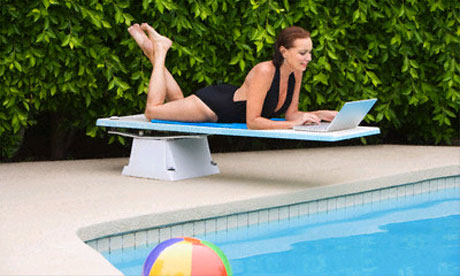 Surfing the web by the pool