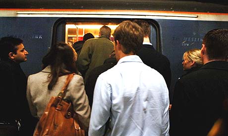 Crowded commuter train