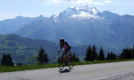 Susan Greenwood cycling in Chamonix