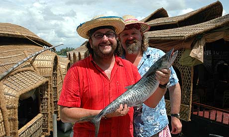 Hairy Bikers holding a big fish