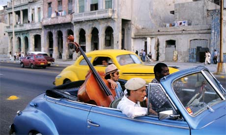 Old car in Havana Cuba Cuba on camera a convertible drives past 