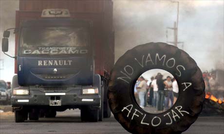 Argentinian farmers protest against a tax hike with road blockades