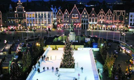 Ice rink in Bruges Festive Bruges an ice rink and a Christmas market are