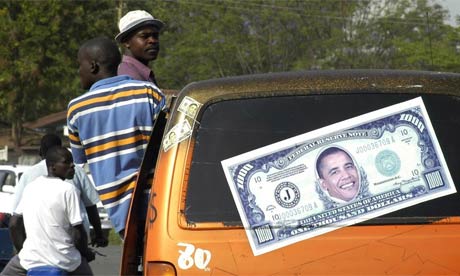 Image of Barack Obama on the back of a minibus in Kenya