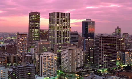 Dusk over Johannesburg city