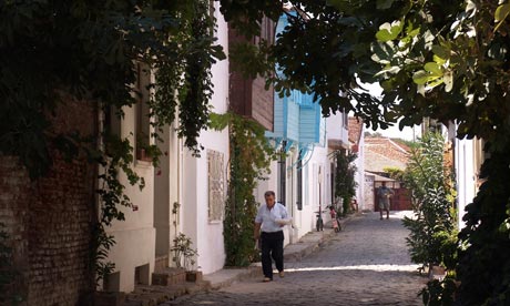 Cobbled streets in Bozcaada, Turkey
