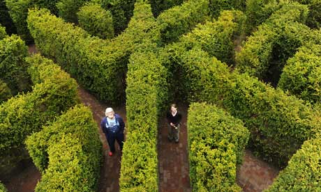 Big Chill: Simon Gandolfi and head gardener Hannah Wilkes in the maze at Hampton Court