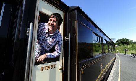 Patrick Barkham travelling on the newly Welsh Highland Railway extension in Snowdonia 