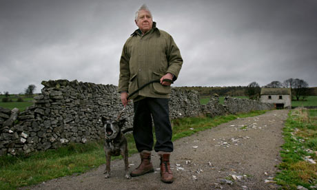 Roy Hattersley out walking his dog Buster near his Derbyshire home in the Peak District