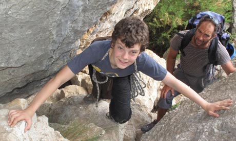 Ed Douglas and Joe climbing