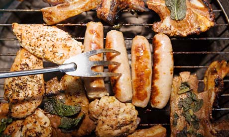 Meat on a barbeque