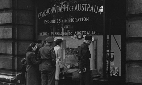 Looking in Emigration Office for Australia in 1945