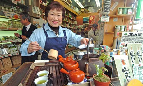 Green tea stall in Tokyo's Tsukiji Fish Market