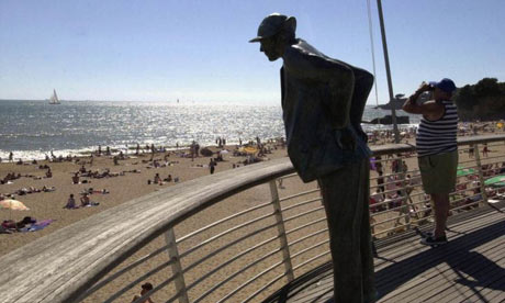Statue of Monsieur Hulot in Saint-Marc-sur-Mer, France