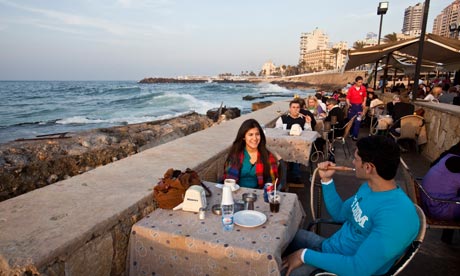 A cafe on the Corniche, Beirut, Lebanon