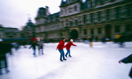 Ice skating outside Hotel de Ville, Paris