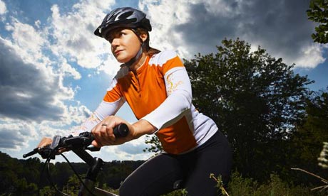 Woman riding a mountain bike