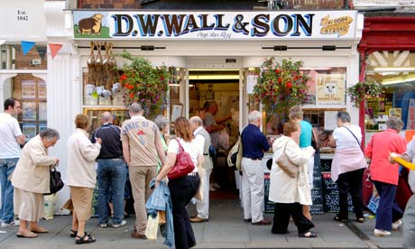 Butchers shop during the annual Ludlow Food Festival Shropshire, England