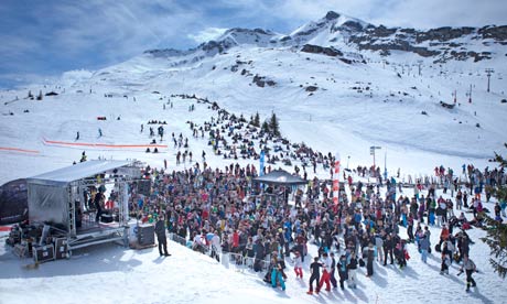 Only here for the beats … a stage on the slopes at Rock the Pistes