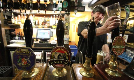 Local heroes … real ale on offer at Wainrights in Langdale in the Lake District.