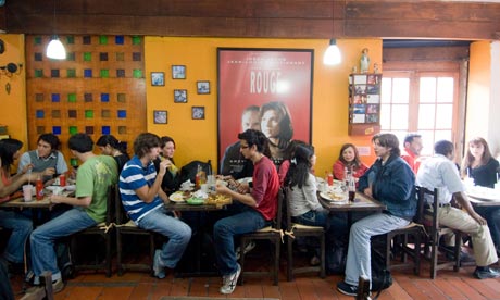 Cafe society in La Candelaria district of Bogota