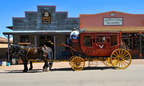 Riding shotgun … a stagecoach in Tombstone, Arizona.