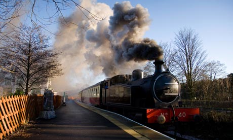 A steam engine at Frosterley Station, on the Weardale Railway in County Durham. 