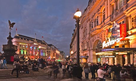 Picadilly Circus at dusk, London