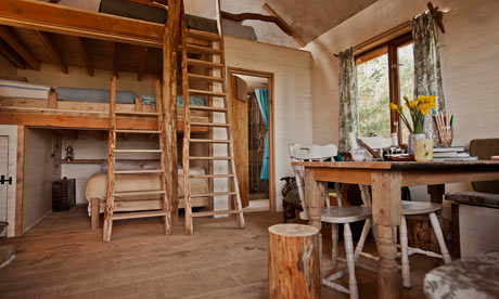 Up to seven people can sleep in one of the shacks at Bivouac in North Yorkshire