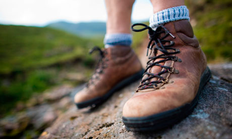 Leather walking boots