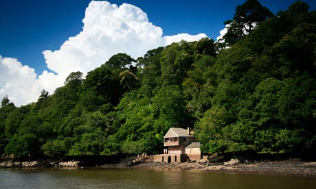 Sir Walter Raleighs boathouse on the Greenway Estate River Dart, Devon