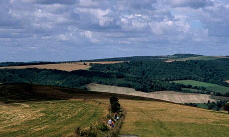 Walkers make their way down the South Downs Way