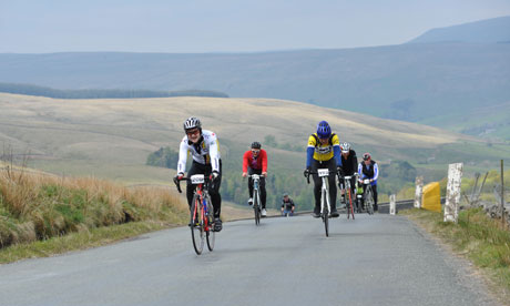 Up hill, and down dale … Etape du Dales entrants near Ingleton in Yorkshire.