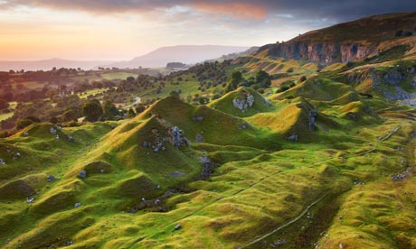 The post-industrial landscape above Llangattock in Wales