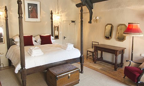A bedroom at The White Hart hotel, Somerston, Somerset