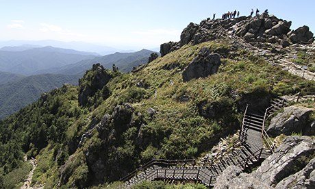 The summit of Cheonwangbong, part of the Baekdu Daegan range. Photograph: Daniel Adamson