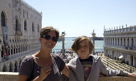 Theodora and Zac in St Mark's Square, Venice